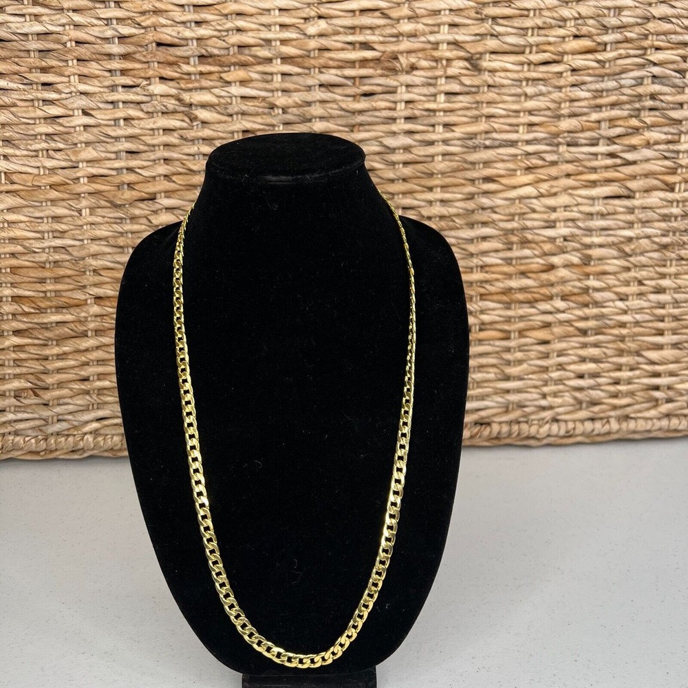 Gold Tone Plated Cuban Chain Link Necklace